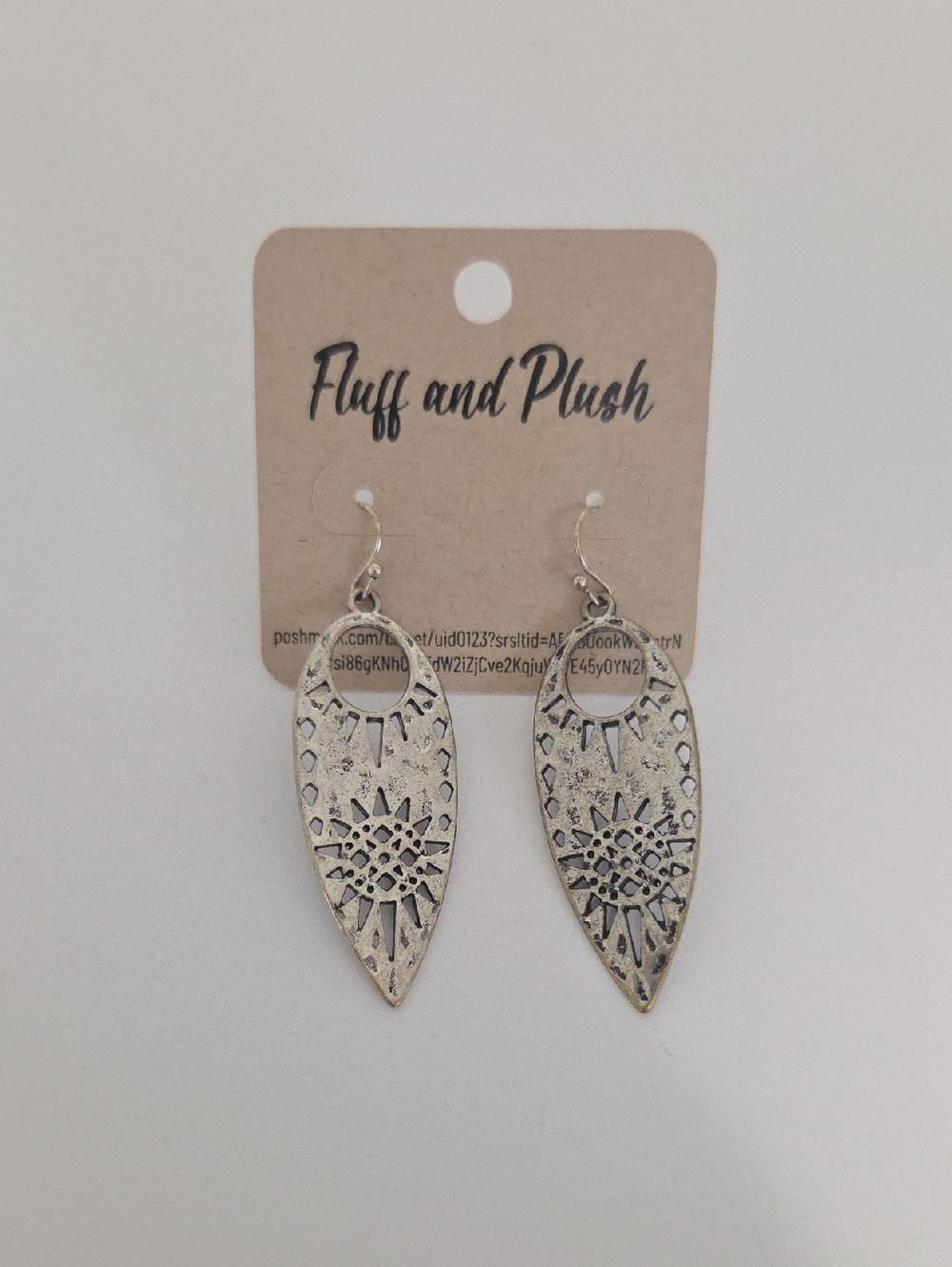 Silver Teardrop Sunburst Earrings